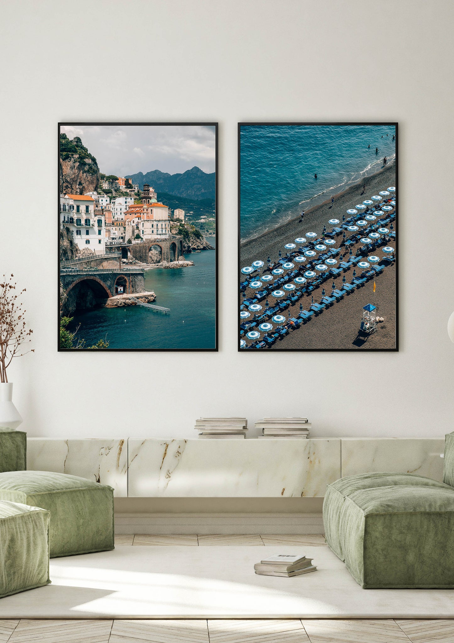 Aerial View of Umbrellas in Positano, Italy