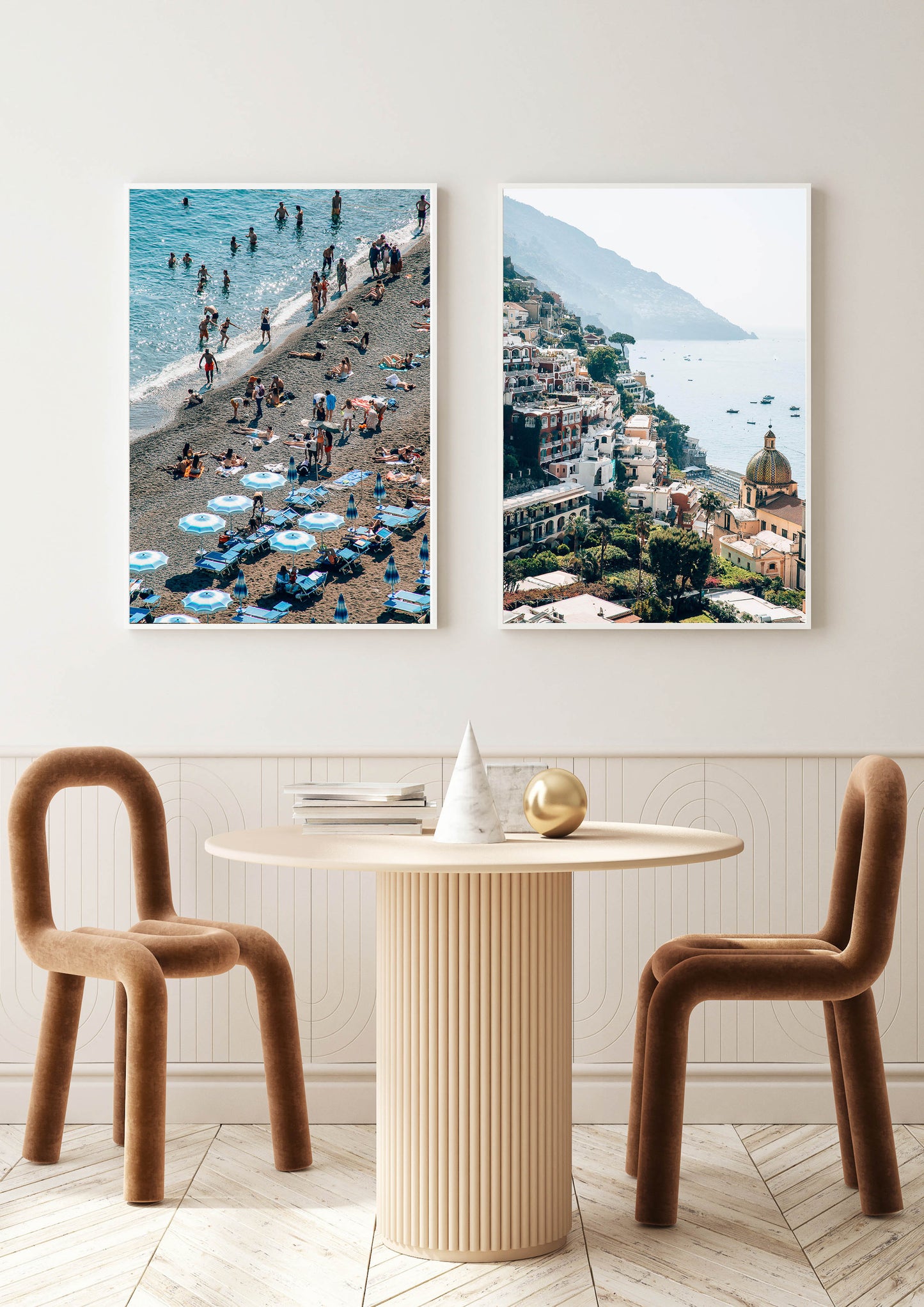 Blue and White Umbrellas in Positano II, Italy