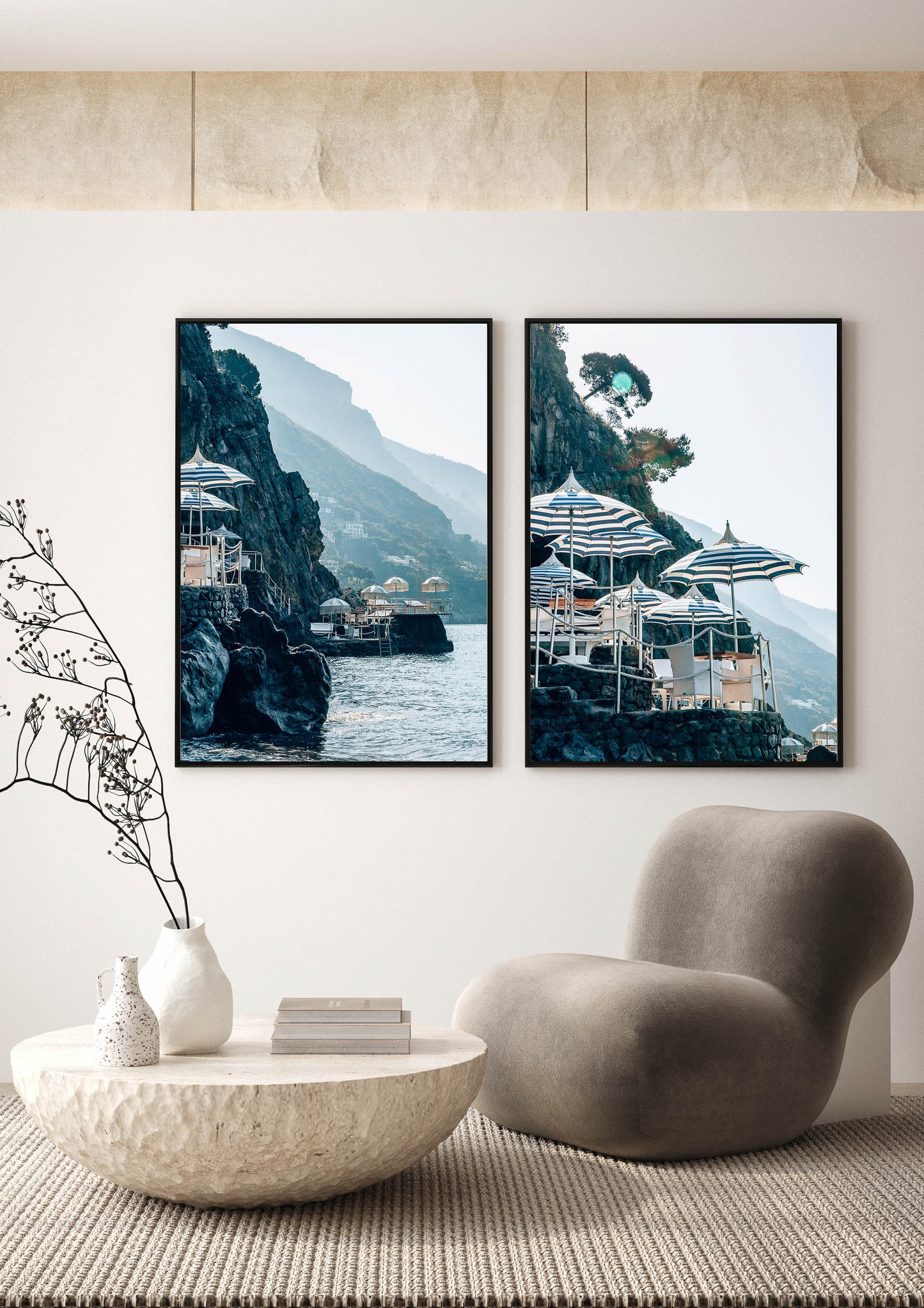 Umbrellas on the Rocks in Positano III, Italy