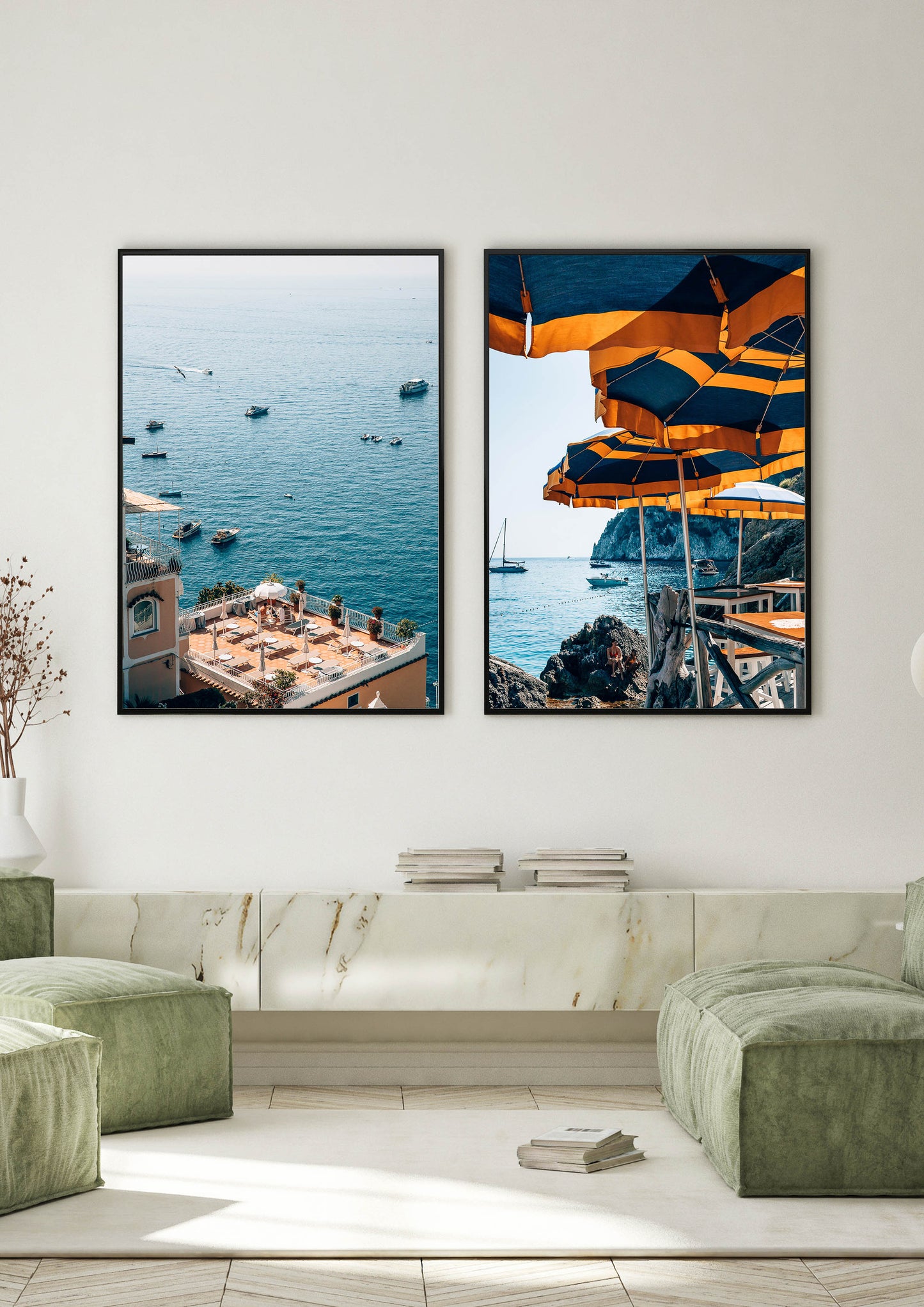 Yellow and Blue Umbrellas in Capri, Italy