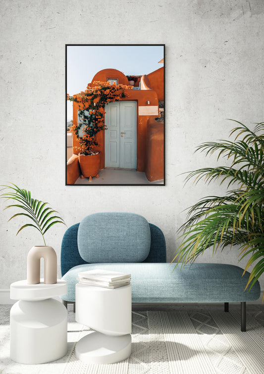 Blue Door in Santorini, Greece