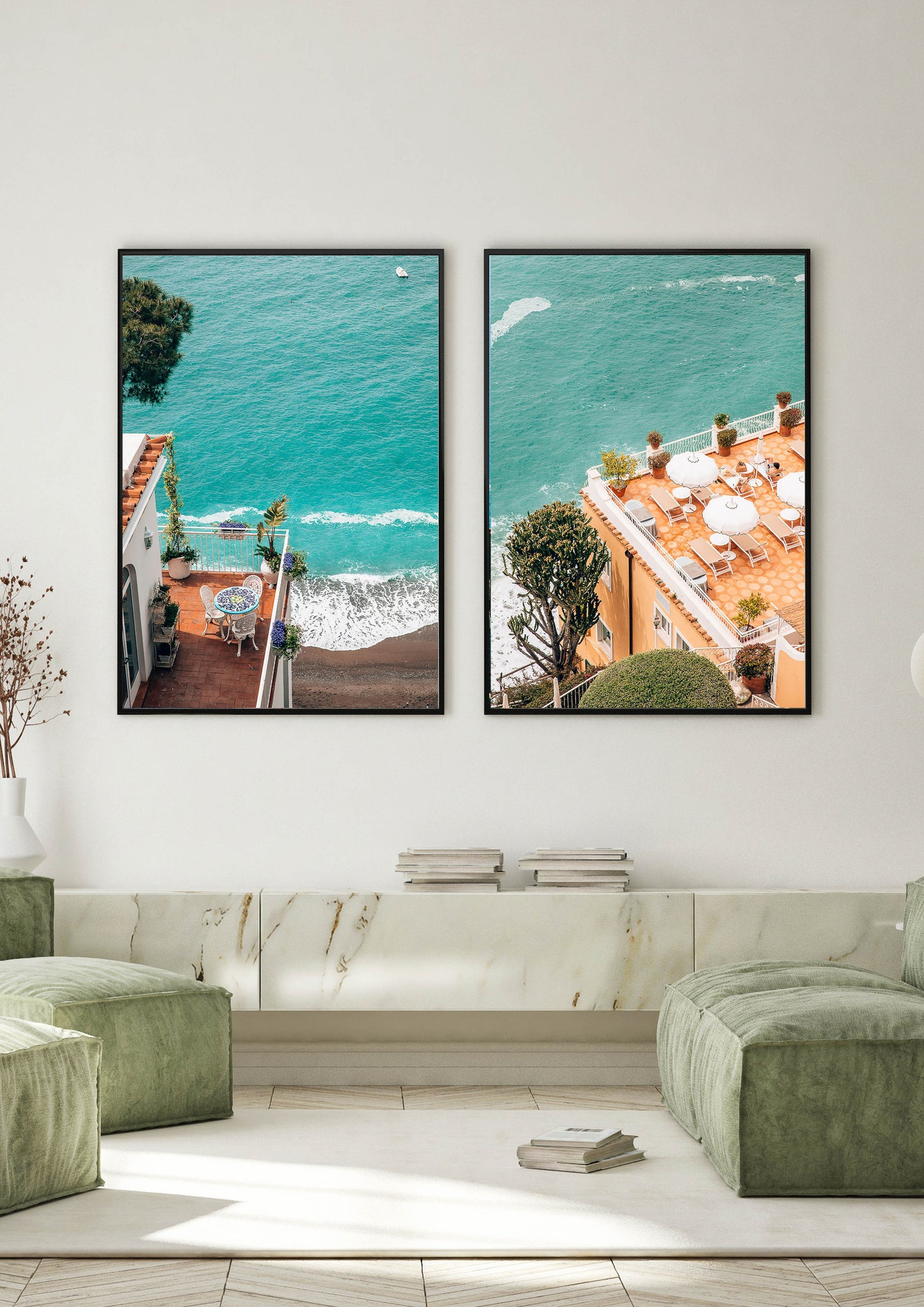 Peach and Turquoise Views in Positano, Italy