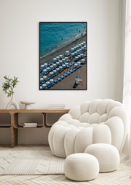 Aerial View of Umbrellas in Positano, Italy