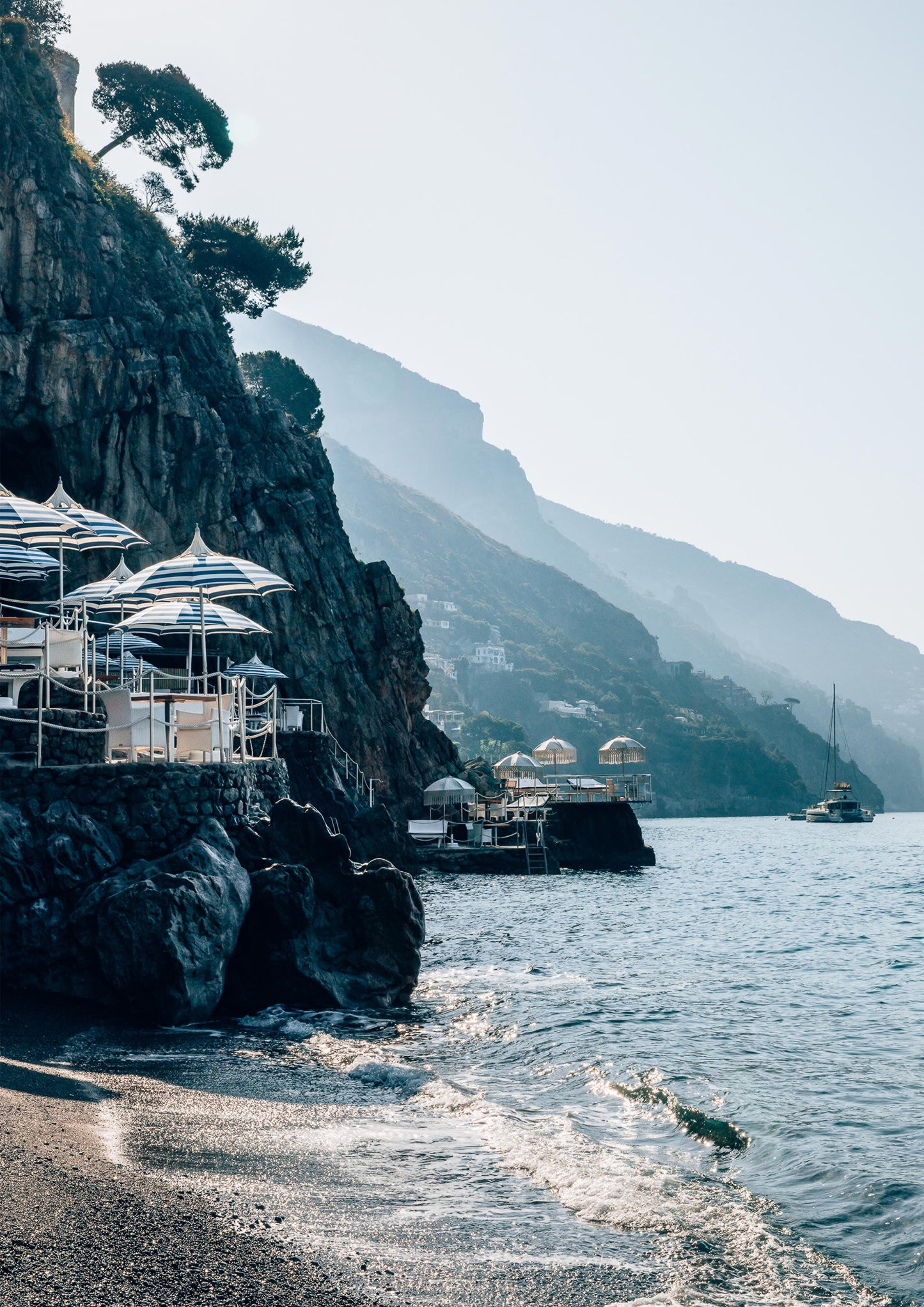 Umbrellas on the Rocks in Positano, Italy