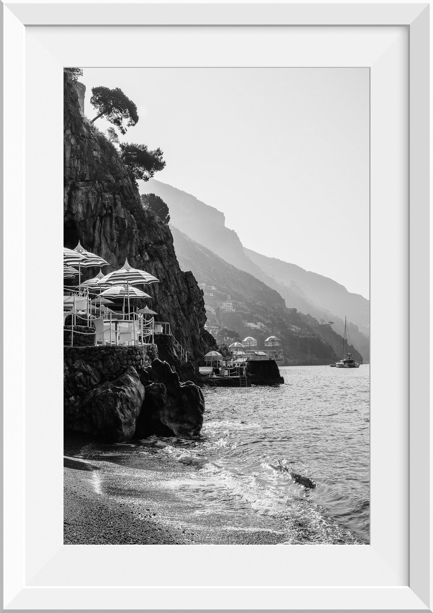 Umbrellas on the Rocks in Positano, Italy
