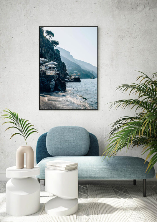 Umbrellas on the Rocks in Positano, Italy