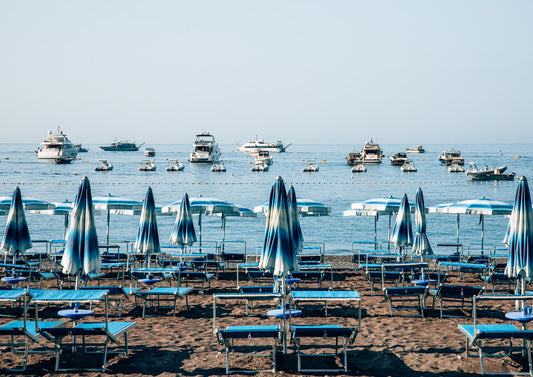 Umbrellas and Boats in Positano, Italy